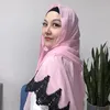 1 Stück muslimischer Perlen-Chiffon-Spitze-Designer-Hijab-Kopftuch-Frauen-Schal, arabischer Wickel-Kopfschal, langer Schal