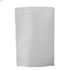 Haute Qualité 100 pcs Grande Taille Tear Notch Blanc Kraft Papier Zip Lock Sacs Refermable Stand Up Pouches Pour Poudre Café Beangoods