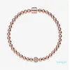 Belles perles pour femmes pavées de bracelets roses 18 carats, bijoux d'été pour Pandora, chaîne à main en argent sterling 925, bracelets perlés avec Ori
