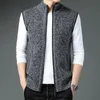 Męskie Swetry Jesień / Zima Kamizelka Knit Slim Fit Fit All-Mecz Baseball Collar Cardigan Bez Rękawów Fleece Ciepły sweter