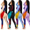 Women Designers Clothes 2021 Tracksuits Joggers Suit Sets Panelled Color Fashion Slim Outfits Hip Sexy Tight Two Piece Set The New Listing