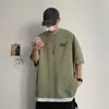 Printed Casual Men T-shirt Chinese Character Short Sleeve Fake Two Piece Funny Baggy Harajuku Fashion Tee Shirt Male