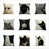 Pillow Case ROM Linen Cover Black White Hand Painting Cute Cat Kitchen Chair Home Decorative 4545CM7402800