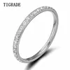 Tigrade 2mm Frauen Ring Kubik Zirkonia Jubiläum Hochzeitsverlobungsband Größe 4 bis 13 Beutel Posen Femme 2107012904564