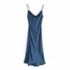 Satin Camisole Kobieta Długa Summer Sukienka Backless Sexy Slip Kobiety Eleganckie Rękawice Vintage Party ES 210519