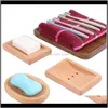 Aessories Baño Hogar Jardín Platos de madera natural Baño Ducha Estante de almacenamiento Sólido Portátil Drenaje de madera Bandeja de jabón Arrivel Da257 Drop Deliver