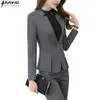 Fashion Business Interview Women Pants Suit Plus Size Work Wear Office Ladies Long Sleeve Slim Formal Blazer and Trousers Set 210930