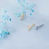 golden genuine S925 Sterling Silver Small stud earrings fashion made in China women cute zircon jewelry for girl factory whole6342819