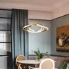 Lampes suspendues Café Or Moderne LED Lumière Pour Salon Chambre À Manger Fleur Acrylique Lampe Suspendue Porte Éclairage Cuisine Suspension