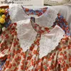Floral Blusas Mujer Office Ladies Summer Tops Turn-down Collar Sweet Women Blouses Vintage Korean Print Cute Shirts 210519