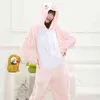 Animal Kigurumis Onesies Sleepwear for Adult Cartoon Pink Pig Women Pajama Winter Homewear Jumpsuit Pajama Suit Woman Rompers 211109