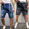 Macacão dos homens Baggy Jeans Shorts Jumpsuits Verão Roupas Rua Aflige a Denim Bib Pants Plus Size