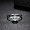 Bague de fiançailles en argent Sterling S925 en forme de fleur, quatre griffes, Simulation de diamant Moissanite, proposition élégante pour femmes