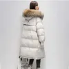 Veste rembourrée en coton d'hiver pour femmes style coréen grand col de fourrure à capuche longue en coton Parkas vêtements chauds en vrac femmes manteau 211007