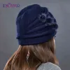 ENJOYFUR women winter cashmere knitted hats natural mink pompom stripe girl bonnet fashion warm female outdoor brand beanies 211128339566