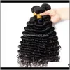 Wefts 30 32 34 36 38 40Inch Deep Wave Brazilian Human Extensions 1Pcs Remy Hair Weave Bundles Ipp6N V203I