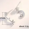 New Style 925 Silver Plated Stars and Moon Stud Earrings White CZ Stone Drop Earrings For Women Girls Anniversary Party Jewelry7088213