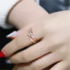 Womens Rings Crystal fashion plated 18k rose gold opening lightning ring female finger exaggerated Lady Cluster styles Band