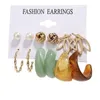 Hoop & Huggie YCD Fashion Colorful Acrylic Earrings Set For Women Gold Metal Pearl Jewelry Party Accessories