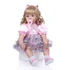 60cm Reborn Toddler Baby Girl Doll med Long Curly Blonde Hair Doll Brinquedos Limited Collection Födelsedagspresent Q0910