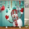 Weihnachtsdruck Badezimmer Duschvorhang Schneemann Santa Claus Elch wasserdichte Polyester Stoff Bad Vorhänge Home Dekoration4110887