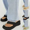 Menore Sommer-Strand-Plateau-Damen-Flip-Flops mit klobigem Absatz, Kunst-Wildleder, offener Zehenbereich, weiche Sohle, Designer-Sandalen, Y2K-Schuhe, Hausschuhe