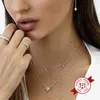 925 Silver Stars and Moon Boyers Colar para mulheres relâmpagos clavícula de cristal cadeia de moda jóias