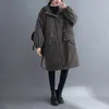 Johnature femmes décontracté Parkas chaud Style coréen manteaux poches hiver épaissir couleur unie femme Parkas à capuche manteau 210521