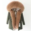 5 couleurs marron fourrure de mouton de Mongolie garniture femme parka MAOMAOKONG marque kaki blanc doublure en fourrure de lapin gris longues parkas veste en toile de fourrure de neige