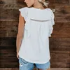 T-shirt branco das mulheres do verão T-shirt ocasional camiseta t-shirt de crochê do laço camisetas 210415