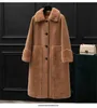 Inhemska fårskjuvande kappa Kvinnors Fur Medium och Long Middle Aged Granular Velvet Koreansk Lady Lace Up Ull Coat 211213