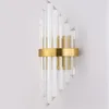 Aplique de pared de cristal de diseño de lujo, aplique dorado, luminaria Murale AC110V 220V Lustre, lámparas de luz para sala de estar y dormitorio