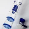 Clear Blue Green Foothahs Triple Comb Perc Heady Glass Zlewki Bong Oil Dab Rigs 18.8mm Kobiece Rury wodne z miską HR316