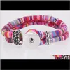 Charm Drop Delivery 2021 Bohème Multicolore Coton Cordons Bracelets Sier Couleur Ethnique Wrap Noosa Bouton Pression Bijoux Femmes Aessories Pulseras