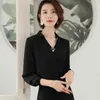 Professional Shirt Women Chiffon Temperament Long Sleeve Blouses Work Wear Spring Fashion V Neck Plus Size Formal Tops 210604