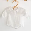 Infant Baby Girls Doll Collar Rompers Clothes Bodysuit Spring Autumn Long Sleeve Pure Color 210429