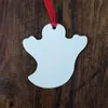 Sublimatie Ornamenten Witte Lege Hangers Dubbele Kanten met Rood Lint Thermische Transfer Chirtsmas Decor Aluminium Metalen Ornament A02