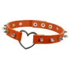 Wholesale Punk Short Spike Choker with Heart Buckle for Women Adjustable Soft PU Leather Cute Party Jewelry Necklaces