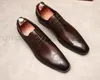 Мужчины ручной работы натуральные кожаные одежды Обувь высокого качества Итальянский дизайн черный кофе цвет ручной полированной квадратной головки свадебные туфли