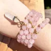 ST0370 NY DESIGN HANDMADE ROSE QUARTZ MALA NACKLACE Anti Aging 108 Mala Pärlor Knutade halsbandkvartshängen smycken293f