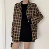 Stylish Office Lady Plaid Loose Chic Shoulder-Pad High Quality Fresh Geometric Women Casual Brief All-Match Blazers 210421