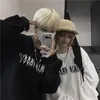 남성용 후드 스웨트 셔츠 egirl 히피 옷 미학 검은 탑 고딕 양식의 대형 까마귀 streetwear 여자 힙합 쿨 커플 높은 str