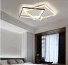 Modern LED Chandelier For Living Room Bedroom Study Home Black Rectangle Ceiling Lamp With Remote Control Dimmable Lighting