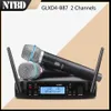 GlxD4 B87A Microfone Sem Fio 2 Canais UHF Profissional Mic para a reunião da festa Karaoke Church