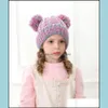 Beanie/Skl Caps Hats & Hats, Scarves Gloves Fashion Aessories Kid Knit Crochet Beanies Hat Girls Soft Double Balls Winter Warm 12 Colors Out