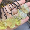Irregular Natural Yellow Crystal Stone Handmade Pendant Necklaces Original Style For Women Men Party Yoga Energy Jewelry