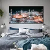 Mecca Mosque Night View Canvas Wall Art 포스터 및 인쇄물에 거실을위한 Kabe Mekke 이슬람 예술 사진 2152