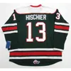 Nikivip Halifax Mooseheads Nico Hischier # 13 CHL Maglia da hockey su ghiaccio retrò verde rossa Maglia da uomo cucita personalizzata Numero Nome Maglie