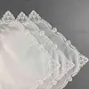handkerchief White soft 100% cotton Wedding Handkerchief Elegant Embroidered crochet lace For Bridal Hankies