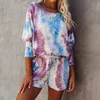 Tie Die Pigiama Set Donna Lounge Wear Donna Manica lunga Lounge Set Loungewear Sleepwear Home Suit Donna 210928